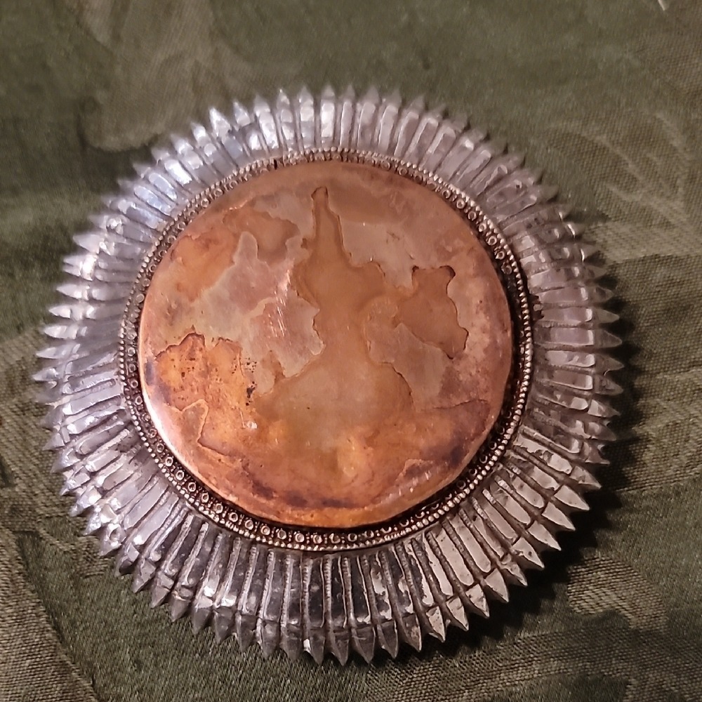 Vintage Mixed Metal Sunburst Trinket Dish Copper Silver Tone Small Bowl - Picture 3 of 4